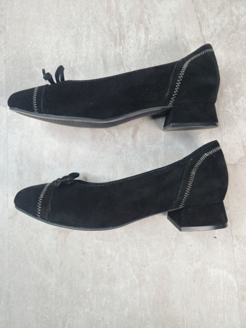 Arch Support Comfort Pumps 8.5 Wide Black Suede Block Heel Minimalist Dress Shoe - Picture 6 of 11